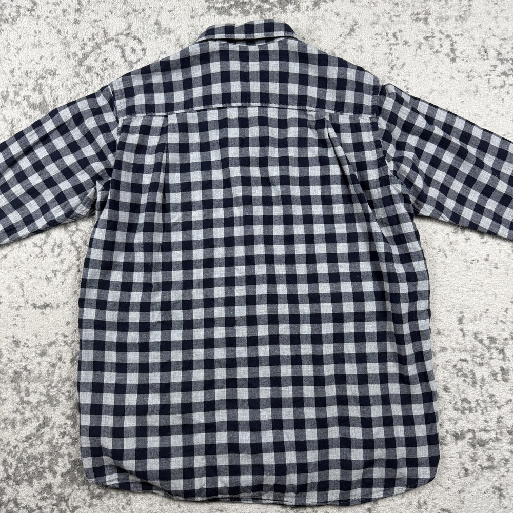 Uniqlo Flannel Shirt Women's Medium Blue Check Button Up Long Sleeve Cotton - Picture 8 of 8